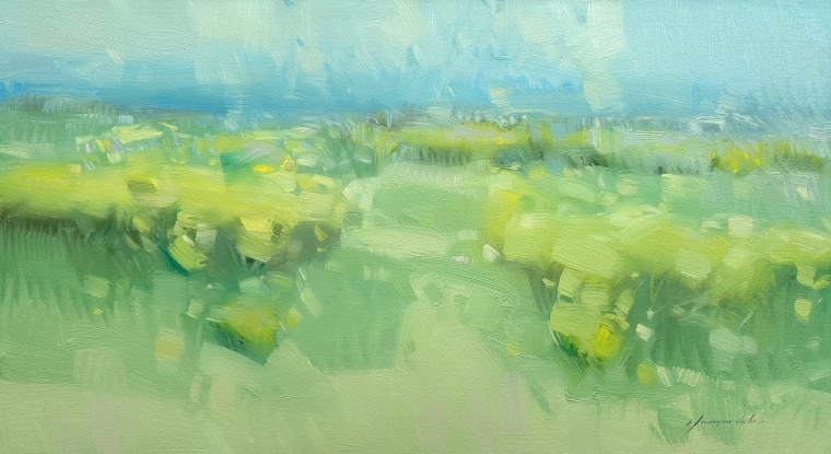 Summer Field, Original oil Painting, Handmade artwork, One of a Kind                    